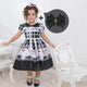 Girl's black floral dress with pearl embroidery + Hair Bow