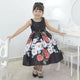 Girl's black with red roses dress with embroidery on the collar in pearls, formal party