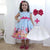 Girl’s blue dress with cupcake cakes and candy + Hair Bow + Girl Petticoat Birthday Baby Girl - Dress