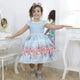 Girl's blue dress floral with pearls embroidery, formal party