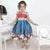 Girl’s blue floral dress with red and bow embroidered in pearls + Hair Bow + Girl Petticoat Clothes Birthday Party - Dress