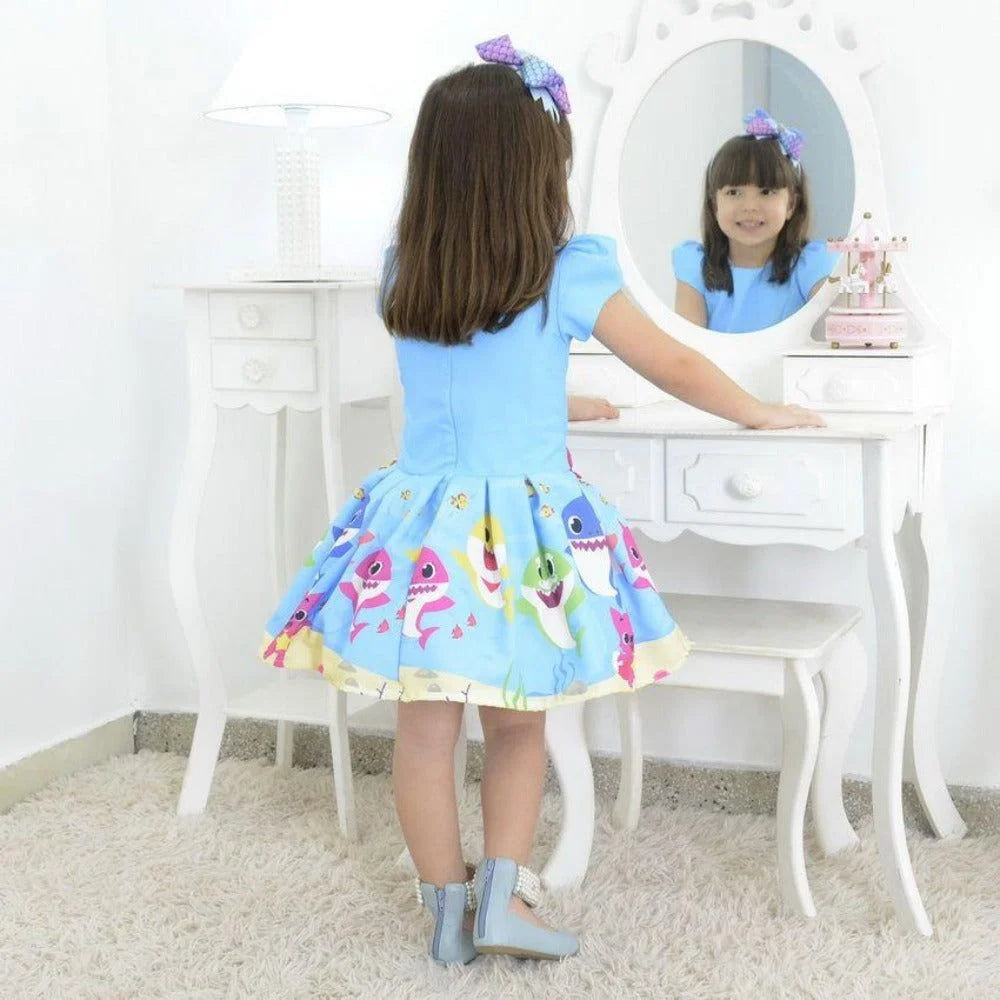 Girl's Dress Baby Shark The Shark Family, Birthday Party 9 US Numeric