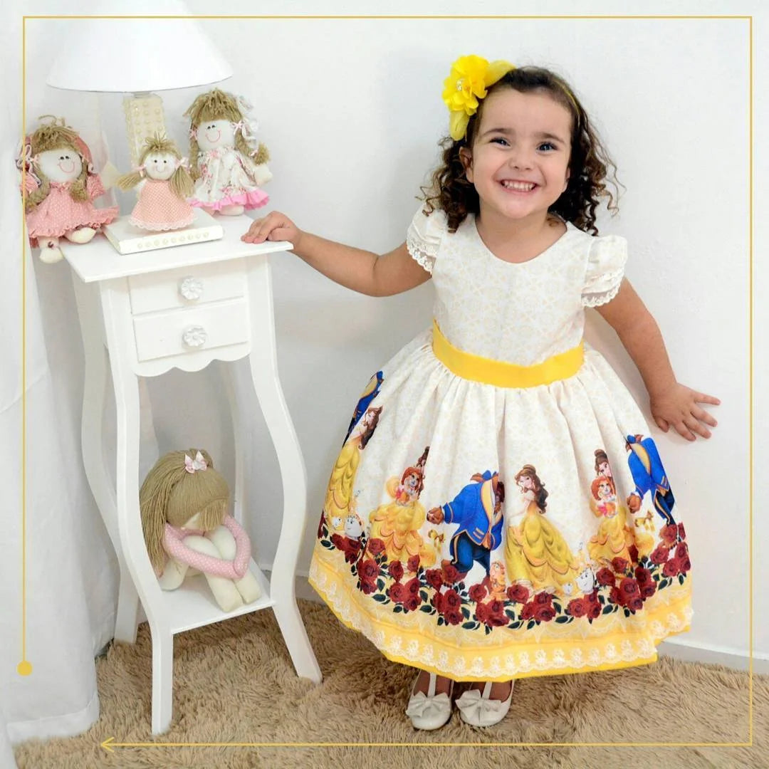 Vestido niña La Bella y la Bestia, fiesta de cumpleaños