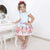 Girl's dress blue flower with roses, butterflies and lace on the back, children party-Moderna Meninas