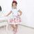 Girl's dress blue flower with roses, butterflies and lace on the back, children party-Moderna Meninas