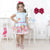 Girl’s dress blue flower with roses butterflies and lace on the back + Hair Bow - Dress