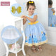 Girl's dress Cinderella and yellow bow + Hair Bow + Girl Petticoat, Clothes Birthday Party
