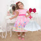 Girl's dress circus with clowns and elephants + Hair Bow + Girl Petticoat, Clothes Birthday Party