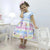 Girl’s Dress Enchanted Garden with birds and butterflies with pearl embroidery + Hair Bow + Girl Petticoat Clothes Birthday Party - Dress