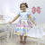 Girl’s Dress Enchanted Garden with birds and butterflies with pearl embroidery + Hair Bow + Girl Petticoat Clothes Birthday Party - Dress