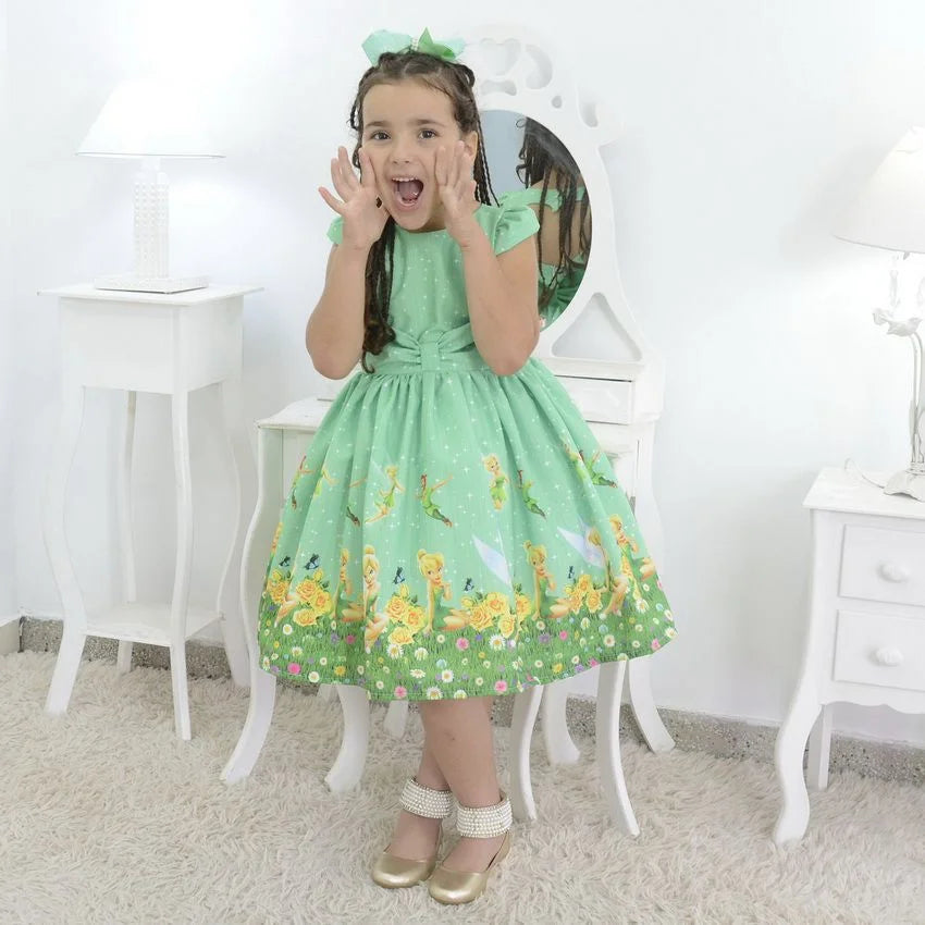 Girl's dress Fairy Tinker Bell and Peter Pan theme, birthday party 6 US numeric