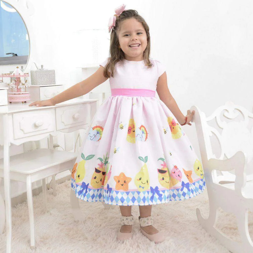 Girl's Dress from Fruits, Bees and Ice Cream, Birthday Party 7 US Numeric