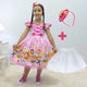 Girl's dress June farm dance quadrille pink, farm party + Filo Skirt + Hair Bow
