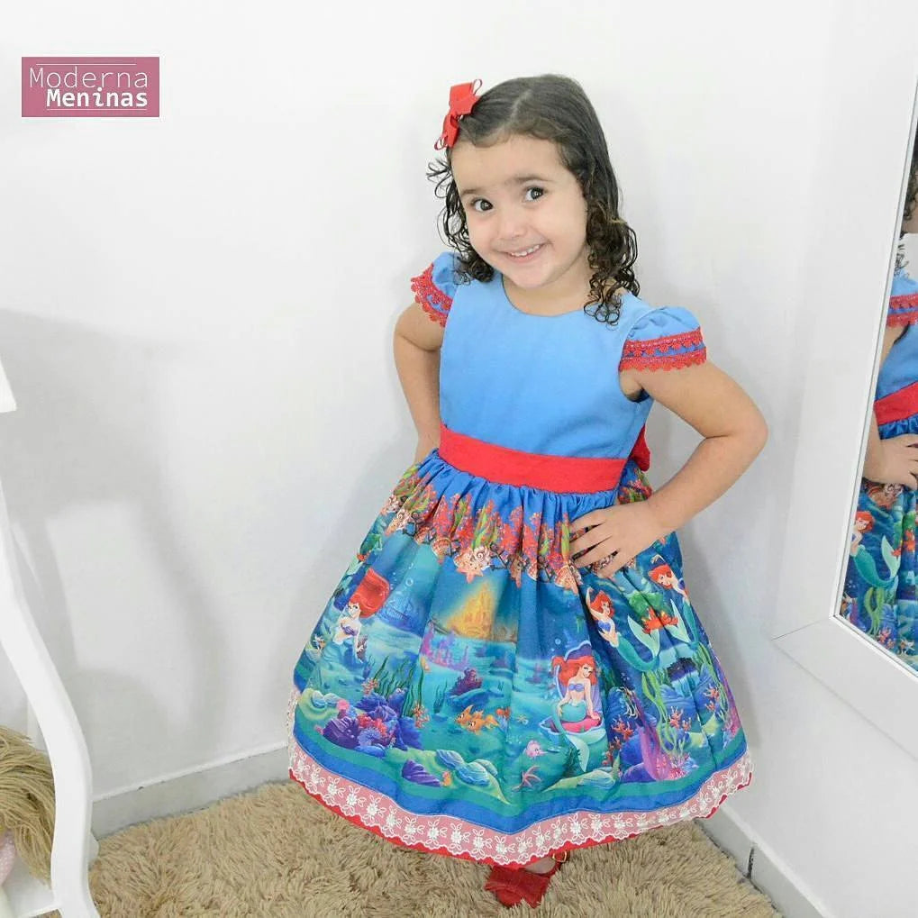 Girl's dress little mermaid Ariel, birthday party 12-18 months US numeric
