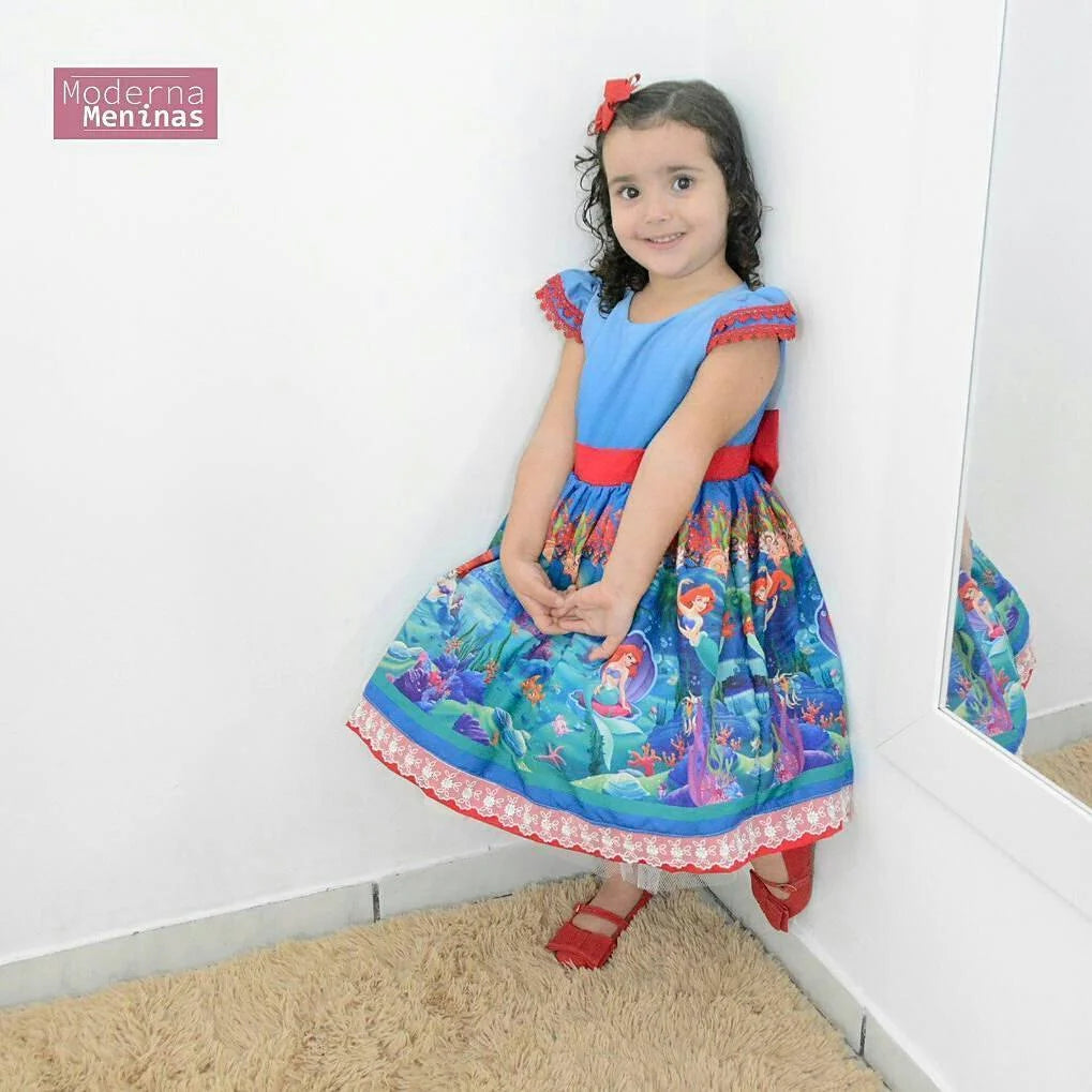 Girl's dress little mermaid Ariel, birthday party 12-18 months US numeric