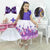 Girl’s dress My Little Pony lilac with purple glitter + Hair Bow + Girl Petticoat Clothes Birthday Party - Dress