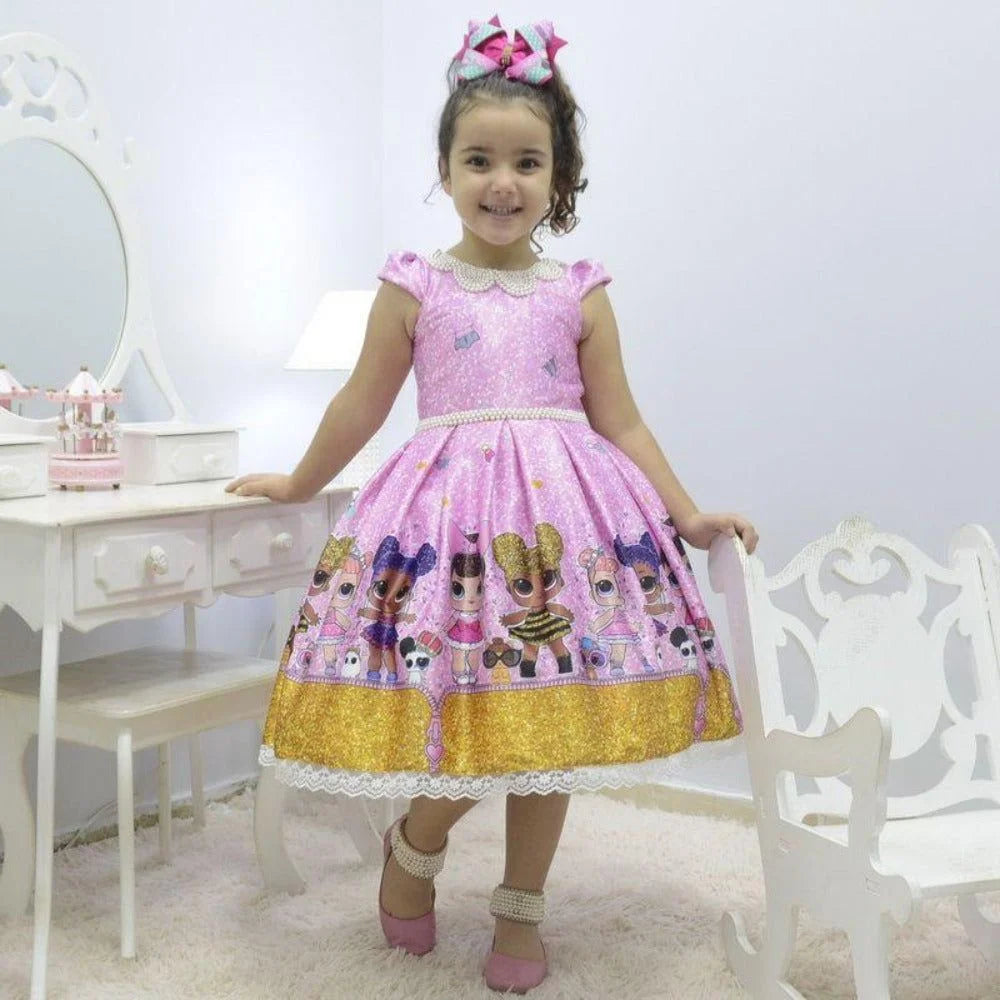 Girl's Dress Lol Surprise Doll Glitter Confetti with Pearl Embroidery, Birthday Party 18-24 Months US Numeric