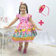 Girl's dress Lol surprise doll June farm dance quadrille pink + Filo Skirt + Hair Bow
