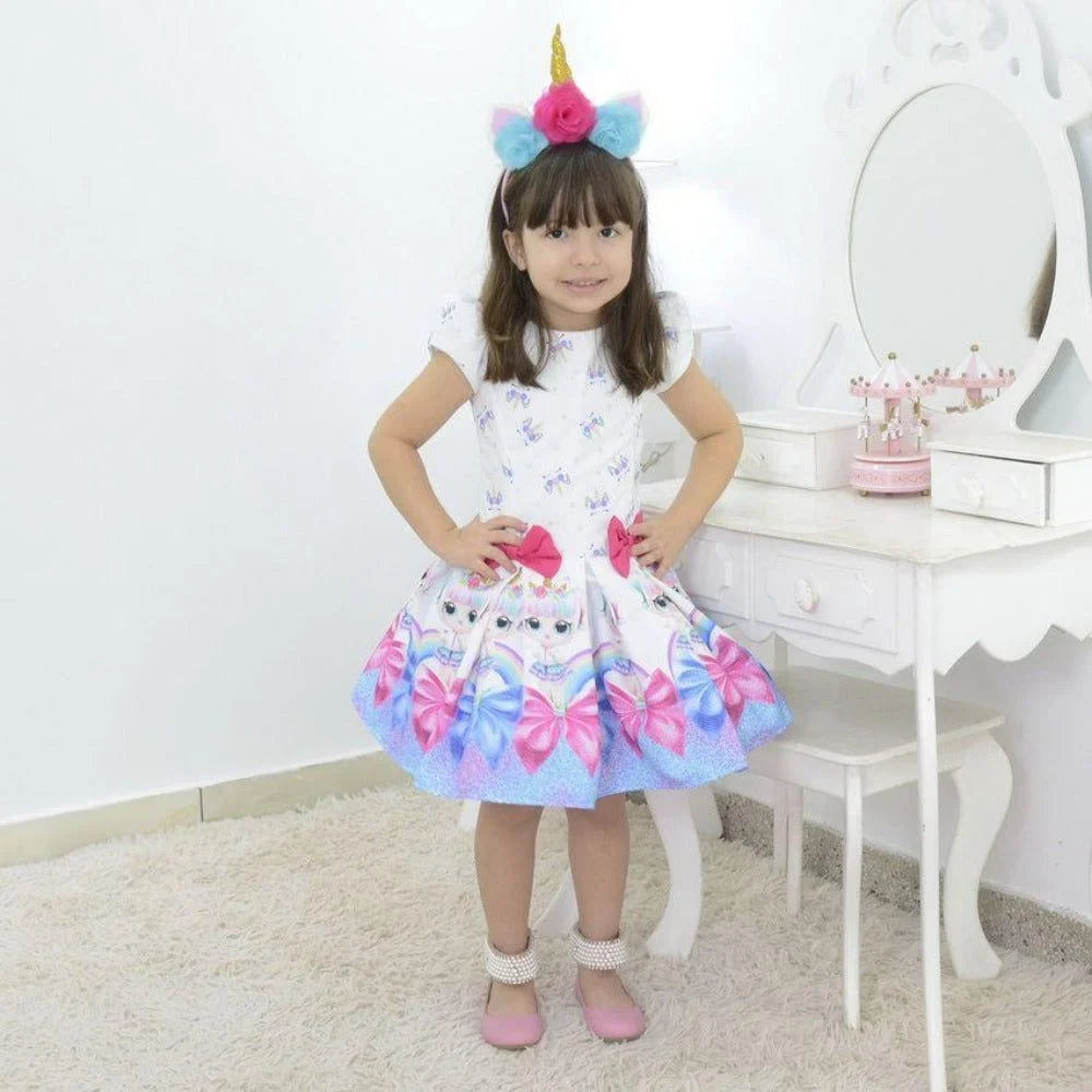 Girl's Dress Lol Surprise Unicorn Theme, Birthday Party 10 US Numeric