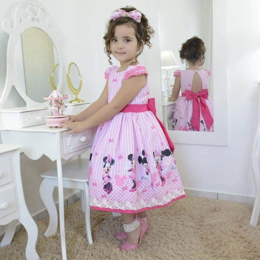 Girl's dress Minnie Mouse with bows on back, birthday party 3T US numeric