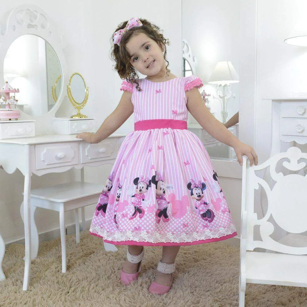 Girl's dress Minnie Mouse with bows on back, birthday party 3T US numeric Girl's dress Minnie Mouse with bows on back, birthday party 3T US numeric
