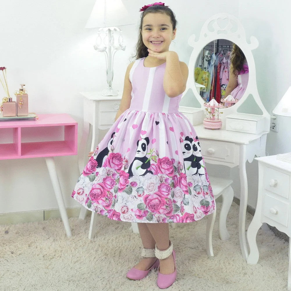 Girl's Dress Panda Bear Theme, birthday party 9 US numeric Girl's Dress Panda Bear Theme, birthday party 9 US numeric