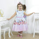 Girl's dress with Peter Pan collar and birds, embroidered in pearls, formal party