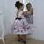 Girl’s dress with Peter Pan collar and floral embroidered in pearls + Hair Bow + Girl Petticoat Clothes Birthday Party - Dress