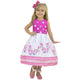 Girl's dress with Peter Pan collar and floral, embroidered in pearls