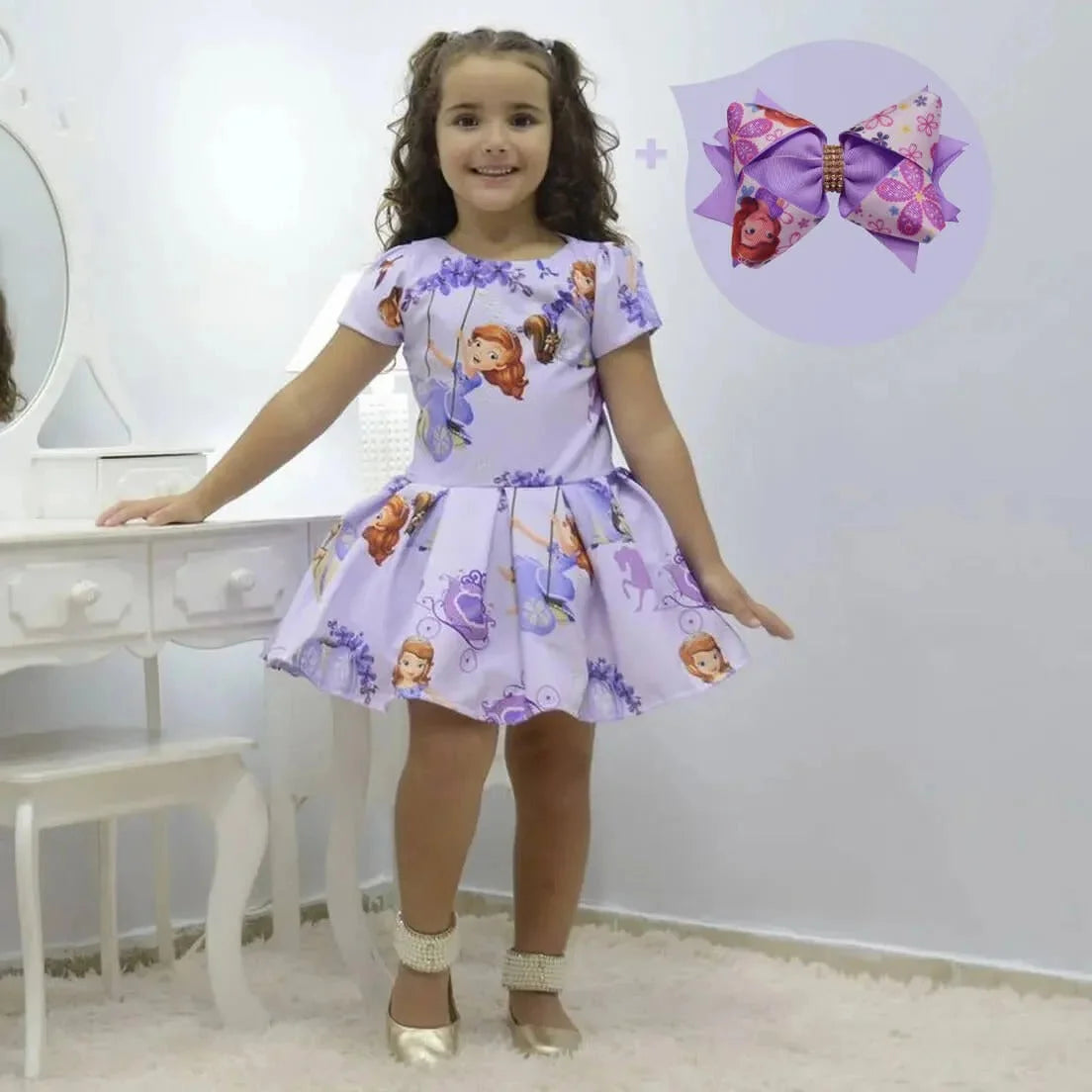 Girl's dress princess Sofia the First + Hair Bow 2T US numeric