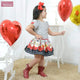 Girl's dress with red roses and Royalty Bulldog, children party