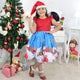 Girl's Dress Santa Claus and Santa Hat with Red Glitter, Christmas Holiday
