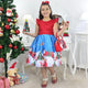 Girl's Dress Santa Claus  with Red Glitter, Bag and Christmas Tree To Assemble