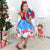 Girl’s Dress Santa Claus with Red Glitter and Teddy Bear Christmas Holiday - Dress