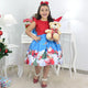 Girl's Dress Santa Claus  with Red Glitter and Teddy Bear, Christmas Holiday