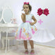 Vestido de niña Bella Durmiente Princesa Aurora + Lazo para el cabello + Enagua para niña, Ropa Fiesta de cumpleaños
