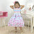 Girl’s Dress Striped Body And Blue Floral Skirt - Florist + Hair Bow + Girl Petticoat Clothes Birthday Party - Dress