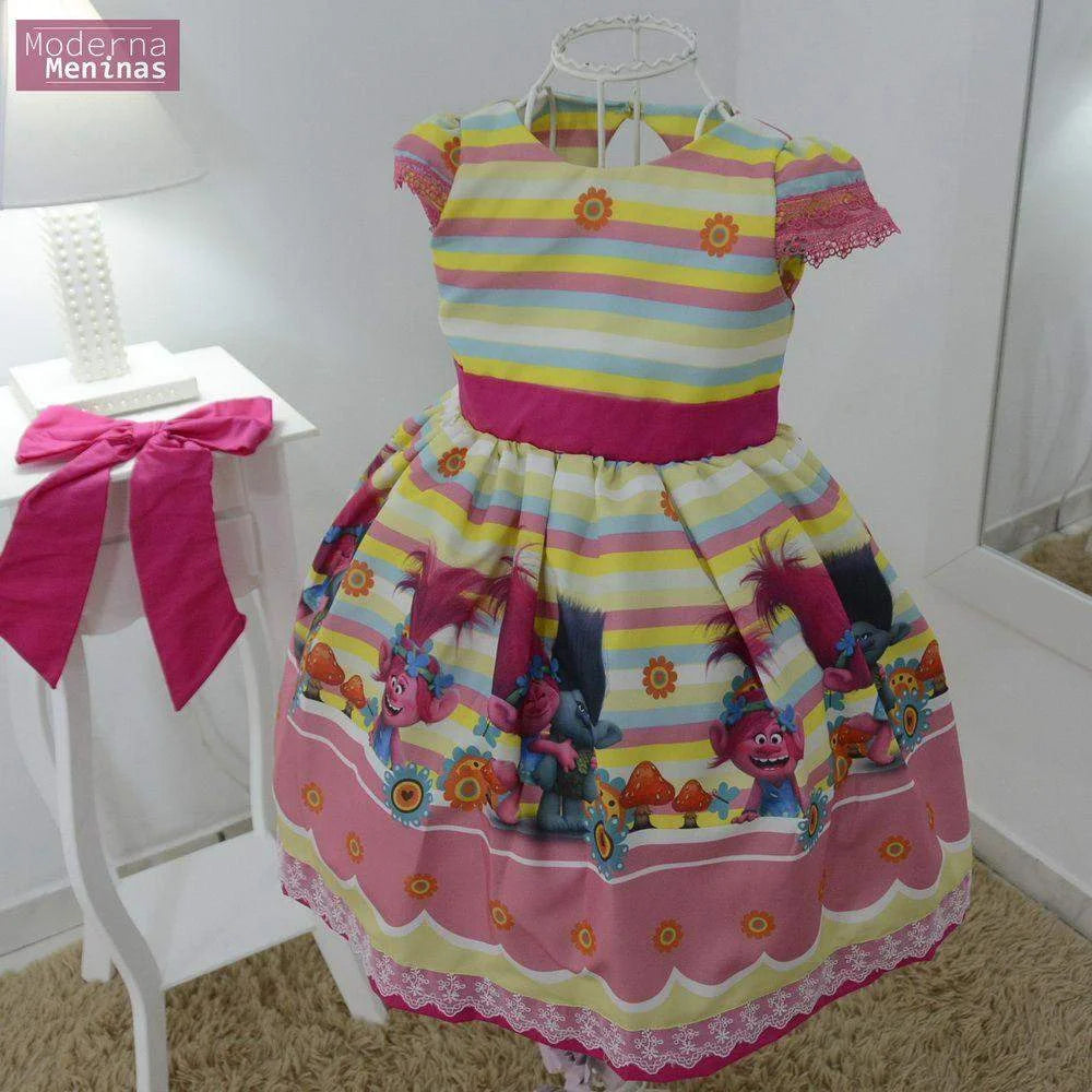 Girl's dress Trolls, birthday party 5 US numeric