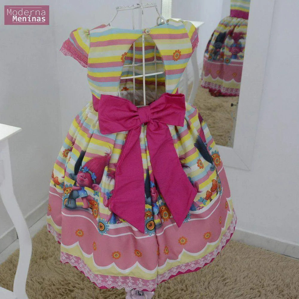 Girl's dress Trolls, birthday party 5 US numeric