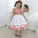 Girl's flora whitel dress with red roses, formal party