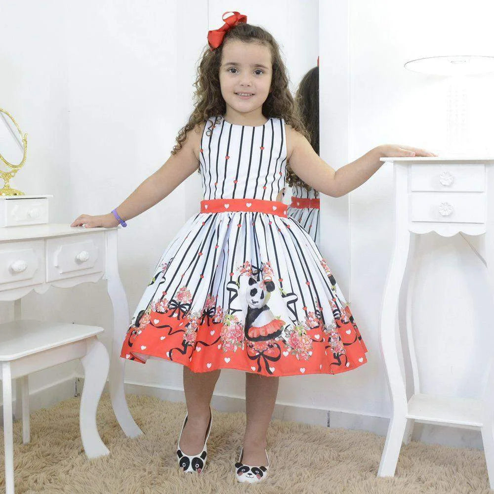Kids / Girls Cute Panda Floral Animal Print Skater Dress Size UK 5 12 Years  - Etsy