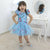 Girl's floral dress with blue tulle on the skirt, formal party-Moderna Meninas-birthday party,blue,blue dress,Children's party dress,Costume dresses,dress,floral,Floral dresses,French tulle,party dress,pearl embroidery,Short model,tabelasmart,tulle,Tulle dresses