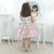 Girl's floral dress with pink tulle on the skirt, formal party-Moderna Meninas-birthday party,Children's party dress,Costume dresses,dress,floral,Floral dresses,French tulle,party dress,pearl embroidery,Short model,tabelasmart,tulle,Tulle dresses