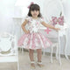 Girl's floral dress with pink tulle on the skirt + Hair Bow