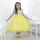 Vestido niña de flores con tul amarillo en la falda, fiesta formal