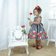 Vestido de niña de cuadros florales con rosas rojas, fiesta formal