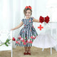 Girl's floral plaid dress with red roses + Hair Bow + Girl Petticoat, Clothes Birthday Party