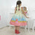 Girl’s June party dress with checkered border farm party + Filo Skirt + Hair Bow - Dress
