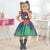 Girls’ Junina Party Dress In Green Checkered Tulle + 2 Hair Bow - Dress