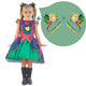 Girls' Junina Party Dress In Green Checkered Tulle + 2 Hair Bow